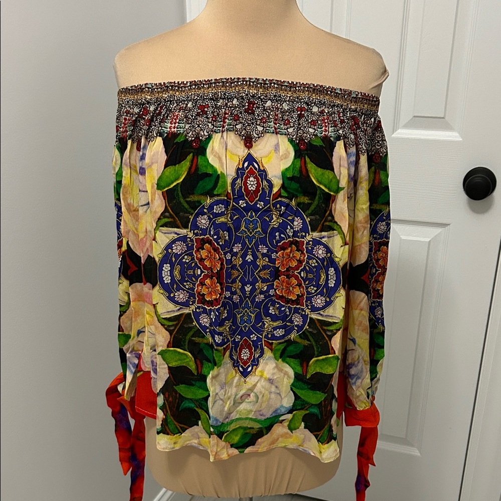 Shahida Parides Silk Embellished Off Shoulder Top